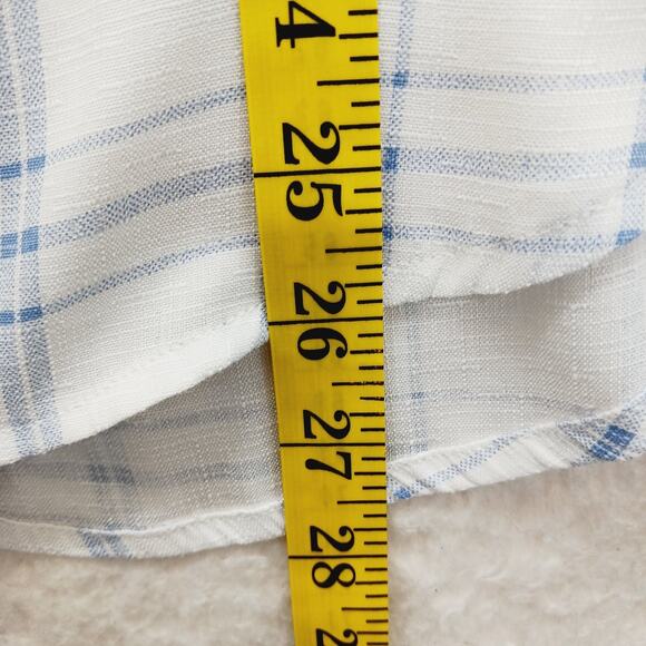 Blouse Size M Blue Plaid Office Siren Capsule Wardrobe Minimalist Long Sleeve - Picture 9 of 16